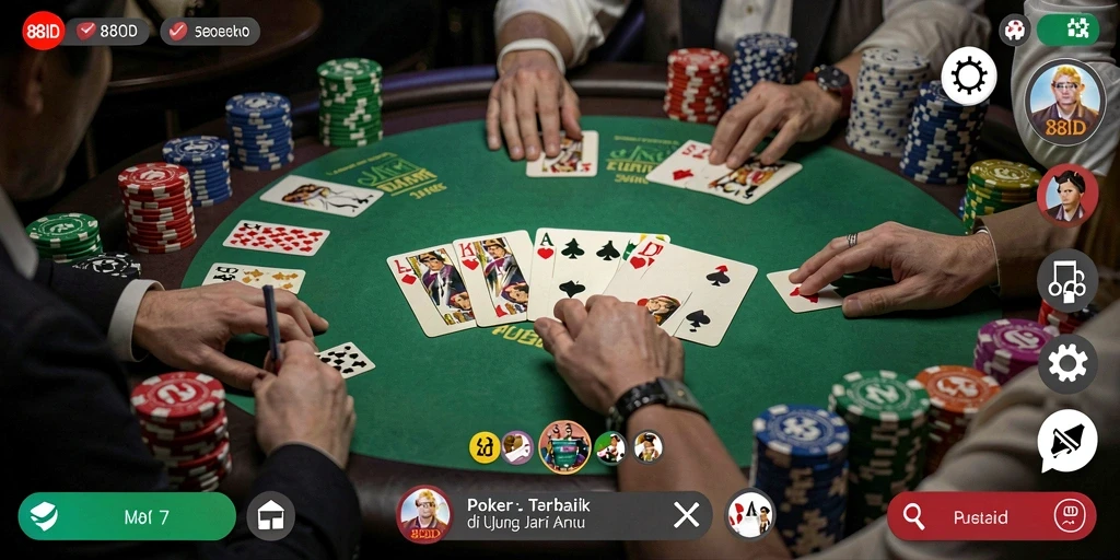 Screenshot gameplay 88ID menunjukkan keseruan permainan poker yang mendebarkan.