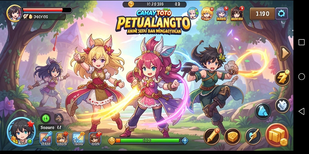 Tampilan gameplay CAHAYATOTO dengan karakter anime yang penuh aksi.