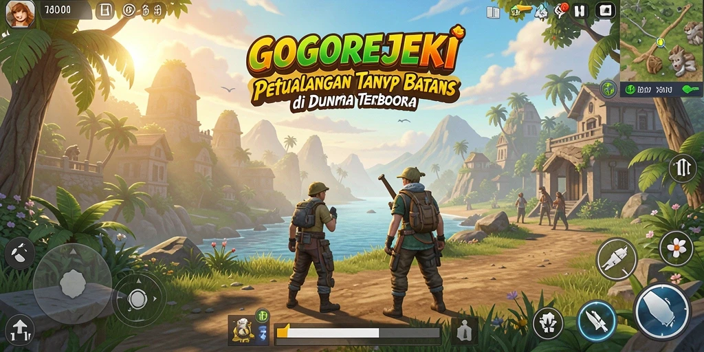 Screenshot menampilkan aksi seru dalam dunia terbuka GOGOREJEKI.