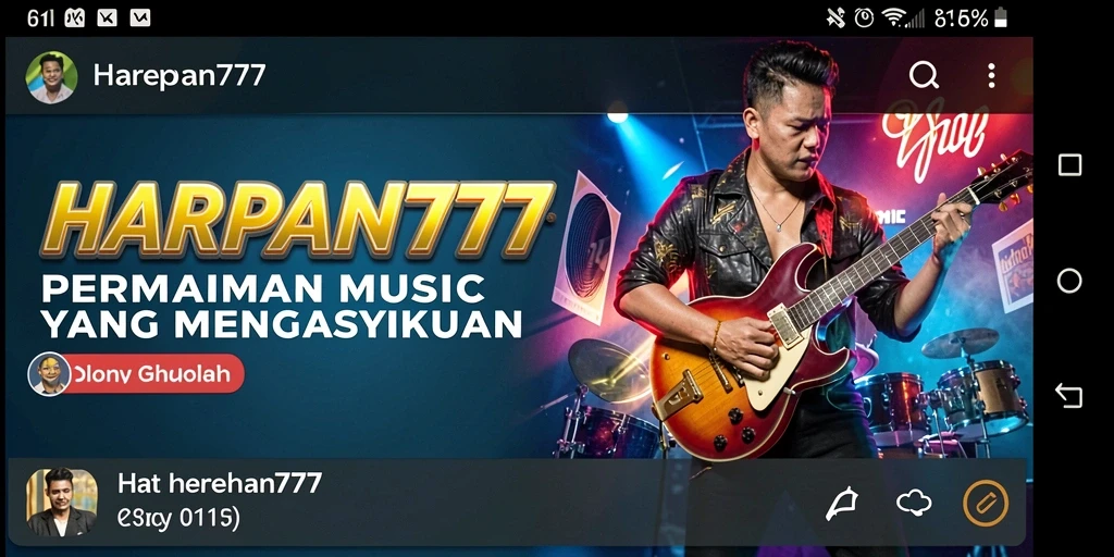 Screenshot utama HARAPAN777 menampilkan gameplay musik yang seru dan interaktif.