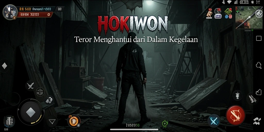 Screenshot menampilkan suasana menyeramkan dalam gameplay HOKIWON.