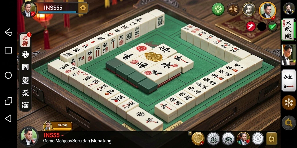 Tampilan gameplay mendebarkan dari permainan Mahjong INS55.