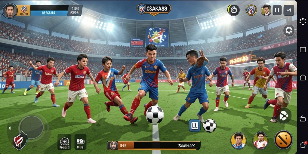 Tampilan gameplay sepak bola yang seru di OSAKA88.