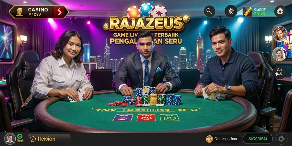 Tampilan gameplay Live Casino RAJAZEUS yang mendebarkan dan menarik.