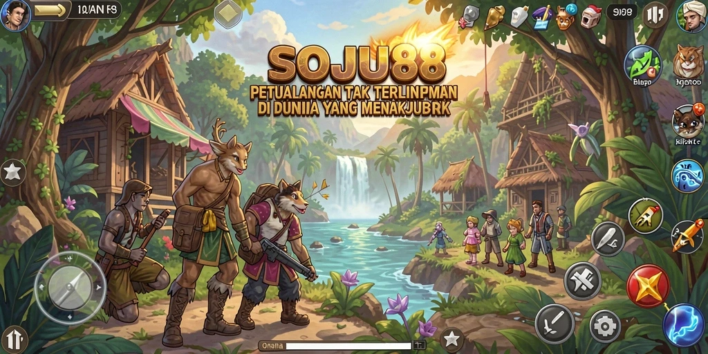 Tangkapan layar gameplay SOJU88 menunjukkan aksi petualangan yang seru.