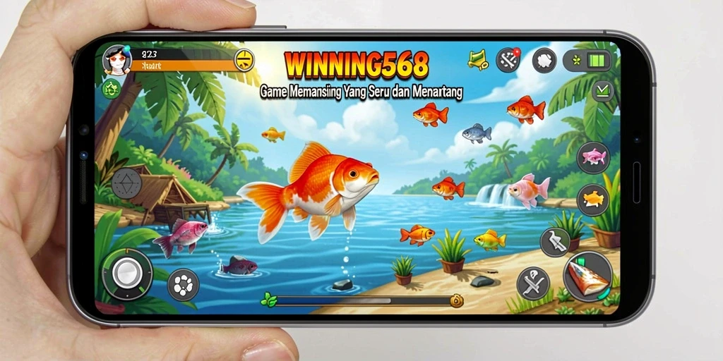 Tampilan gameplay memancing yang seru dan realistis di WINNING568.